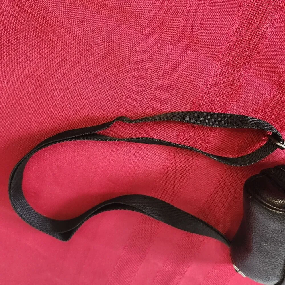 Vintage ICON Faux Leather Camera Bag Case Shoulder Strap Black